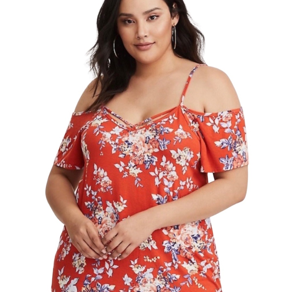 Floral Cold-Shoulder Tank - Picture 6 of 8
